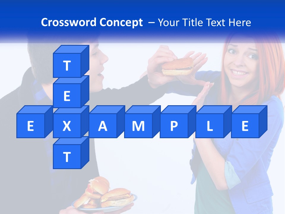 A Man Is Feeding A Woman A Hamburger PowerPoint Template