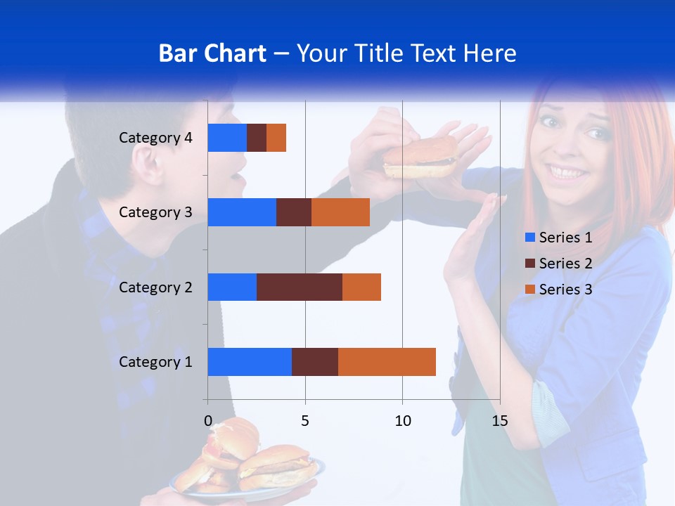 A Man Is Feeding A Woman A Hamburger PowerPoint Template