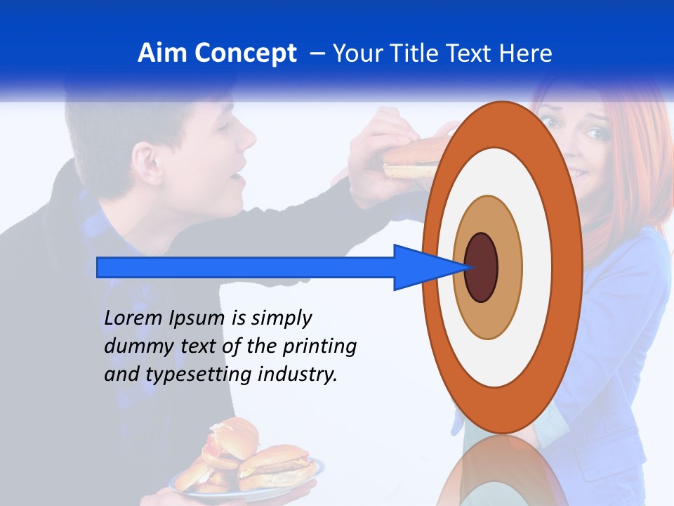 A Man Is Feeding A Woman A Hamburger PowerPoint Template