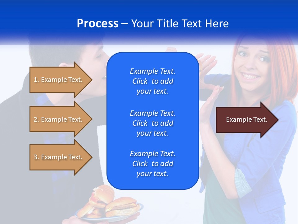 A Man Is Feeding A Woman A Hamburger PowerPoint Template