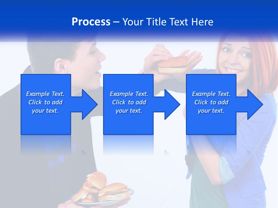 A Man Is Feeding A Woman A Hamburger PowerPoint Template