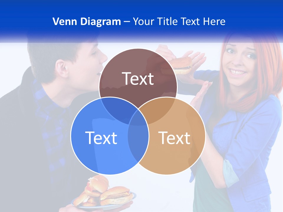 A Man Is Feeding A Woman A Hamburger PowerPoint Template