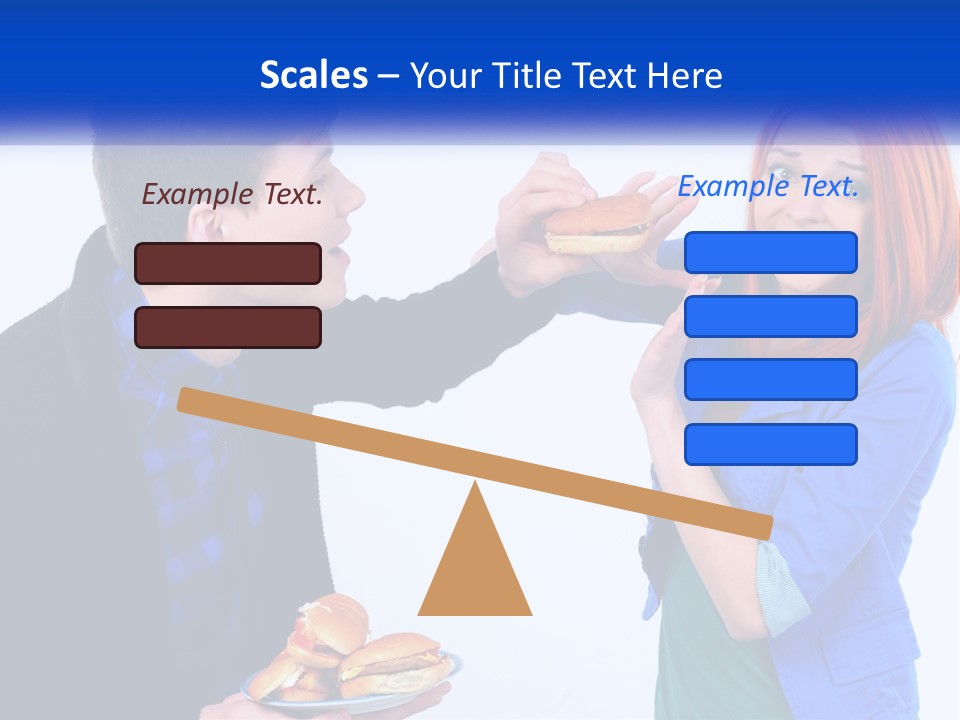 A Man Is Feeding A Woman A Hamburger PowerPoint Template