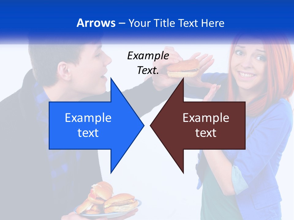 A Man Is Feeding A Woman A Hamburger PowerPoint Template