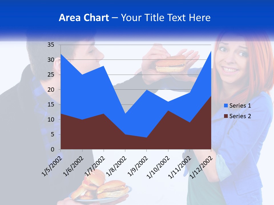 A Man Is Feeding A Woman A Hamburger PowerPoint Template