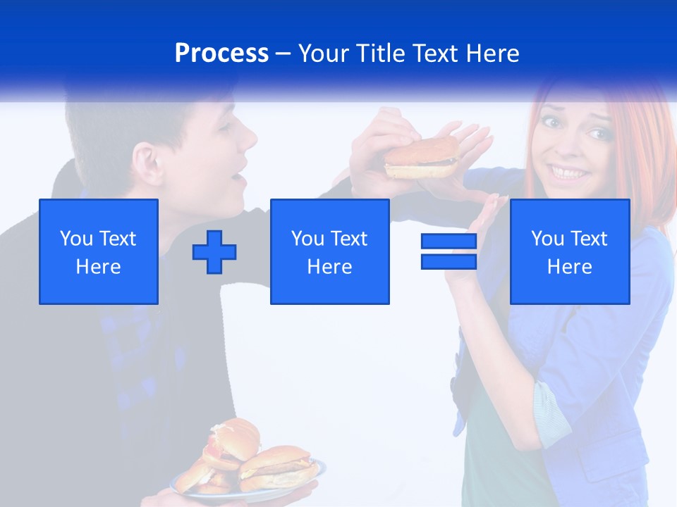 A Man Is Feeding A Woman A Hamburger PowerPoint Template