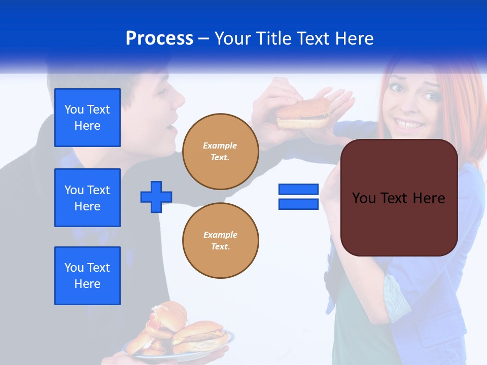 A Man Is Feeding A Woman A Hamburger PowerPoint Template