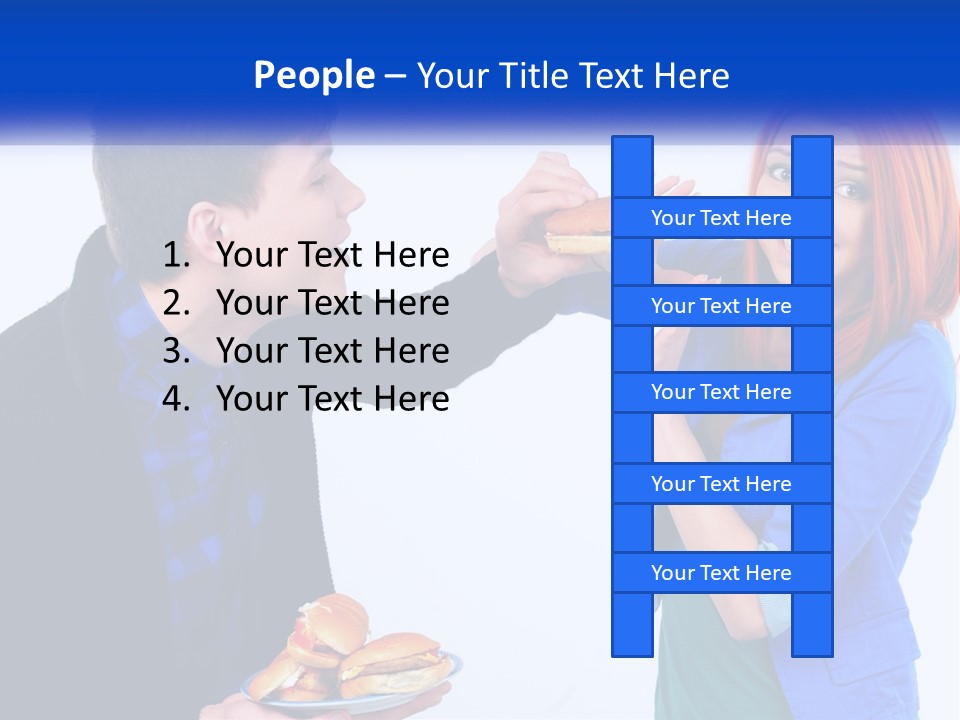 A Man Is Feeding A Woman A Hamburger PowerPoint Template