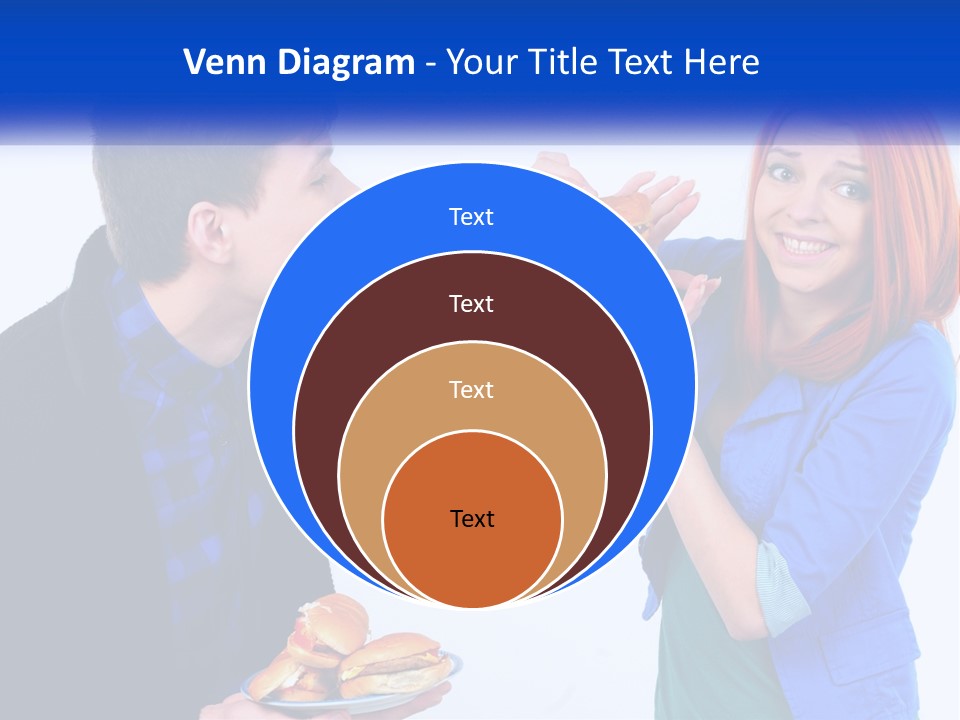 A Man Is Feeding A Woman A Hamburger PowerPoint Template