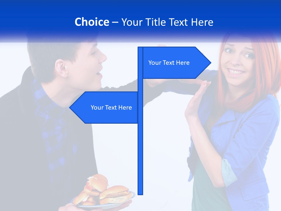 A Man Is Feeding A Woman A Hamburger PowerPoint Template