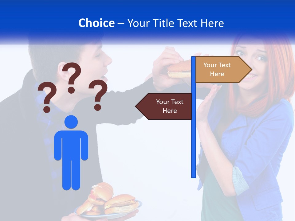 A Man Is Feeding A Woman A Hamburger PowerPoint Template