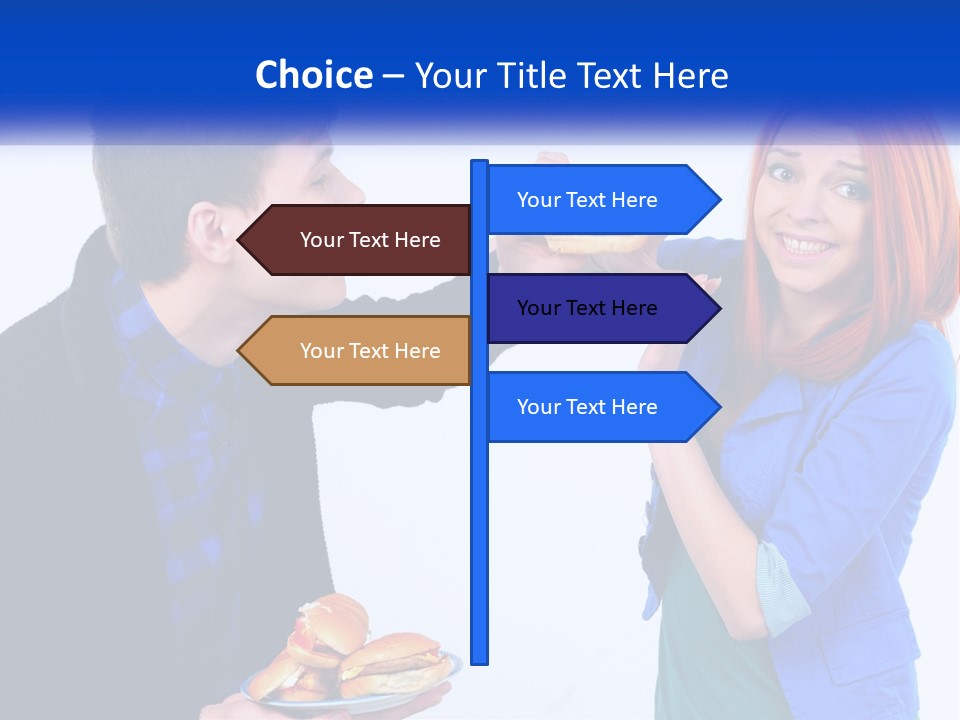 A Man Is Feeding A Woman A Hamburger PowerPoint Template