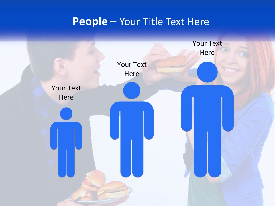A Man Is Feeding A Woman A Hamburger PowerPoint Template