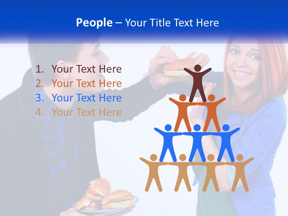 A Man Is Feeding A Woman A Hamburger PowerPoint Template