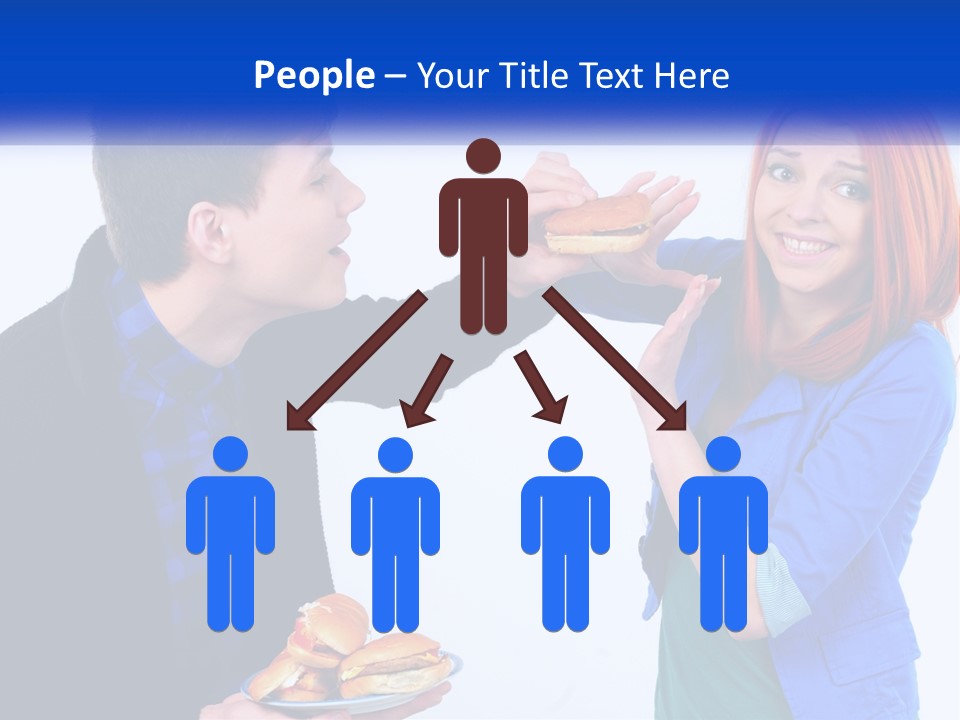 A Man Is Feeding A Woman A Hamburger PowerPoint Template