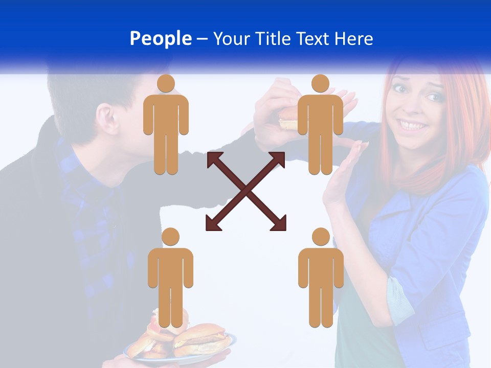 A Man Is Feeding A Woman A Hamburger PowerPoint Template