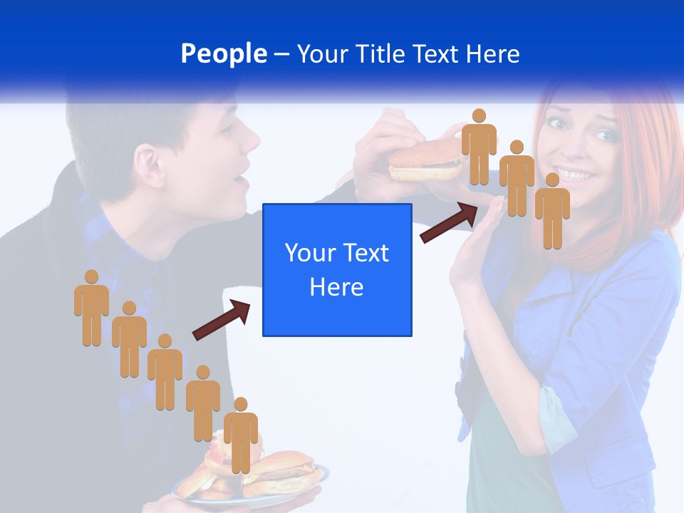 A Man Is Feeding A Woman A Hamburger PowerPoint Template