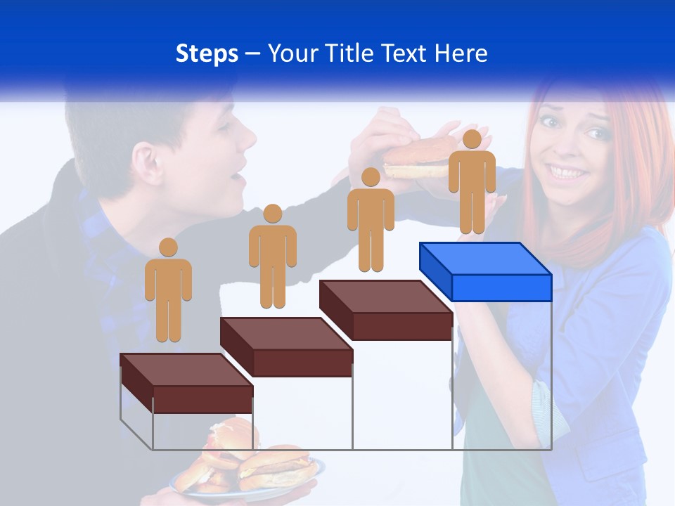 A Man Is Feeding A Woman A Hamburger PowerPoint Template