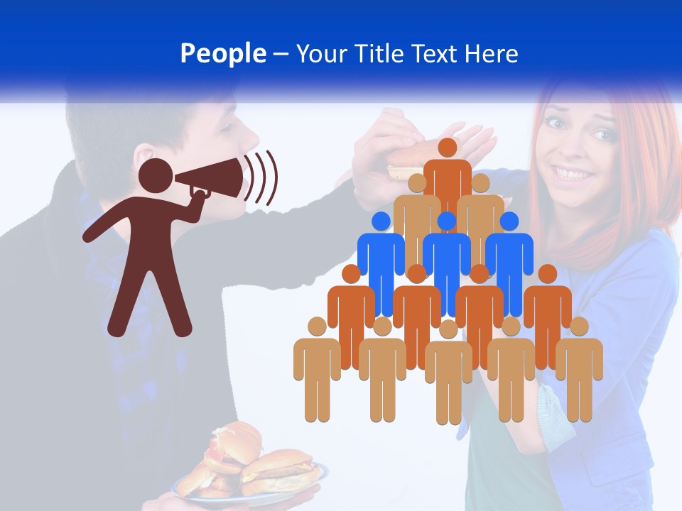A Man Is Feeding A Woman A Hamburger PowerPoint Template