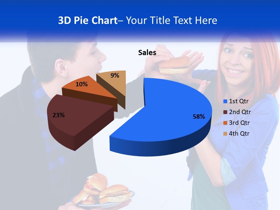 A Man Is Feeding A Woman A Hamburger PowerPoint Template