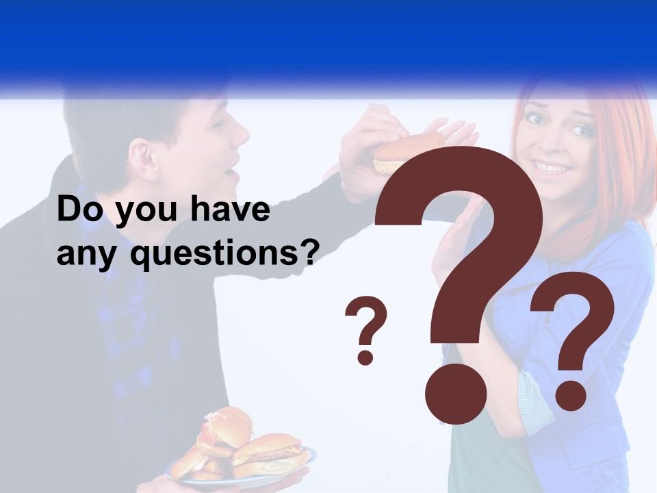 A Man Is Feeding A Woman A Hamburger PowerPoint Template