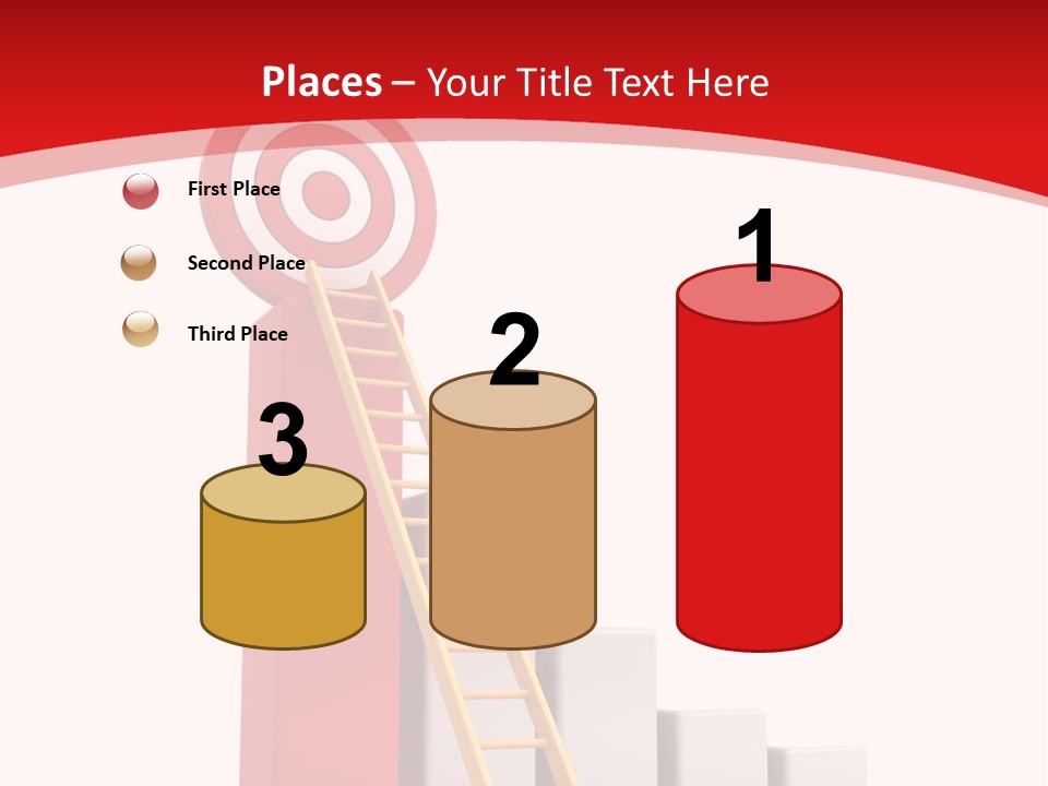 A Ladder Leading Up To A Target On A Red Background PowerPoint Template