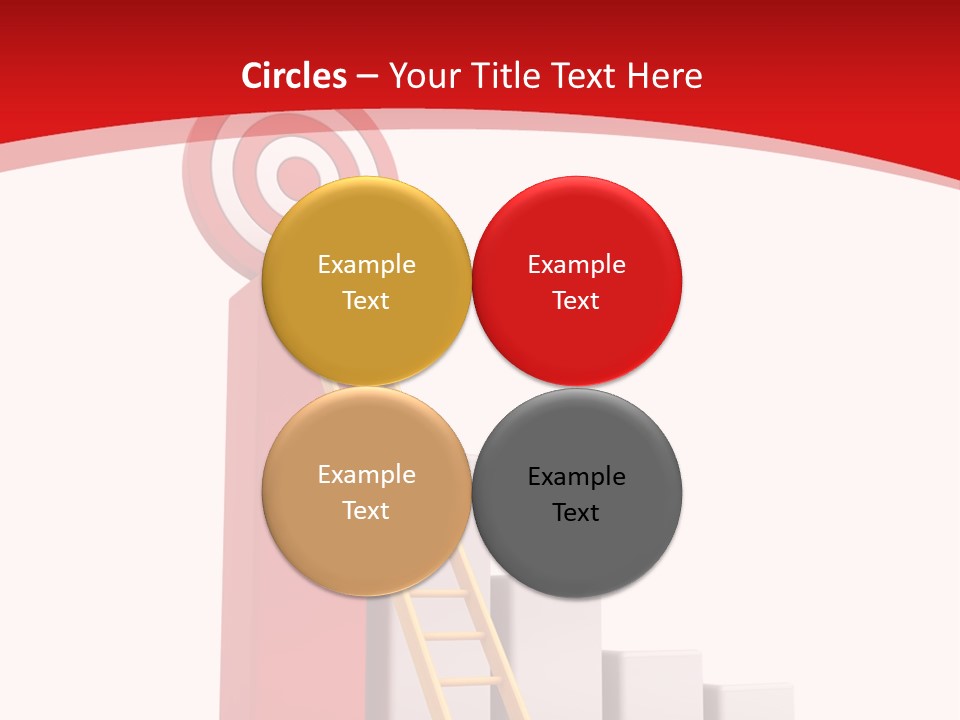 A Ladder Leading Up To A Target On A Red Background PowerPoint Template