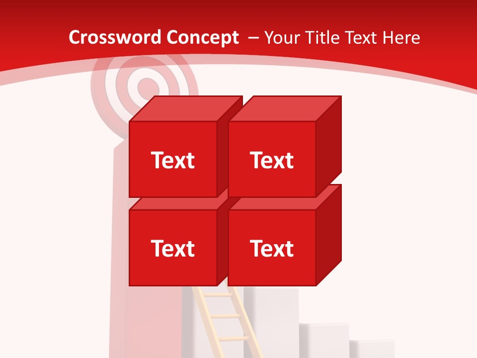 A Ladder Leading Up To A Target On A Red Background PowerPoint Template
