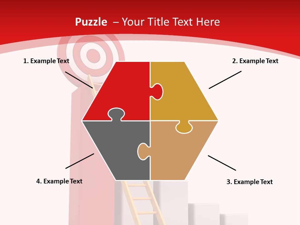 A Ladder Leading Up To A Target On A Red Background PowerPoint Template