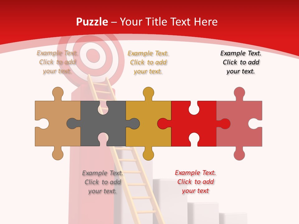 A Ladder Leading Up To A Target On A Red Background PowerPoint Template