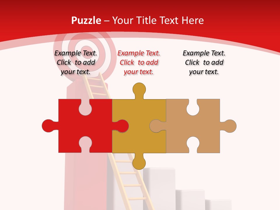 A Ladder Leading Up To A Target On A Red Background PowerPoint Template