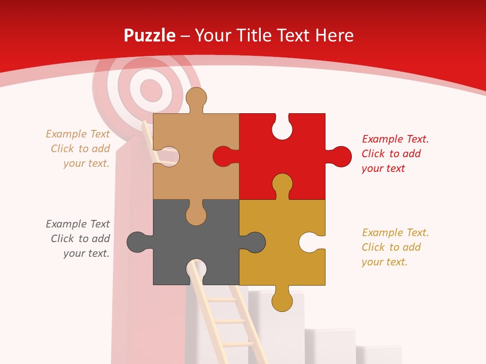 A Ladder Leading Up To A Target On A Red Background PowerPoint Template