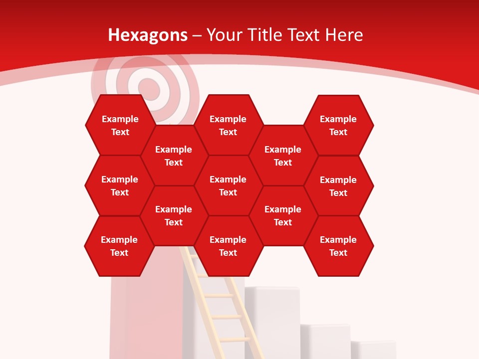 A Ladder Leading Up To A Target On A Red Background PowerPoint Template