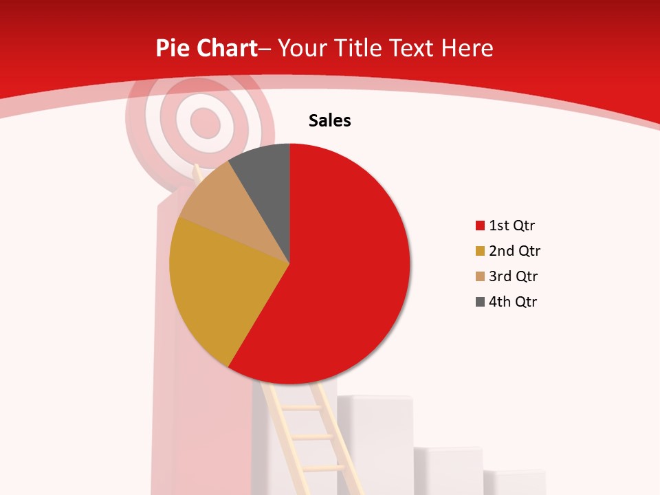 A Ladder Leading Up To A Target On A Red Background PowerPoint Template