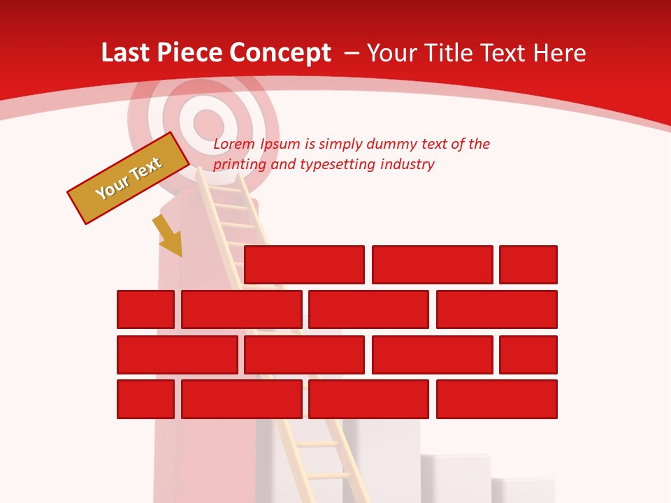 A Ladder Leading Up To A Target On A Red Background PowerPoint Template
