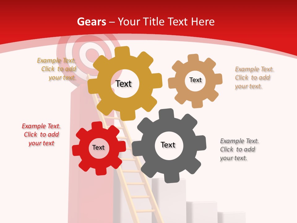 A Ladder Leading Up To A Target On A Red Background PowerPoint Template
