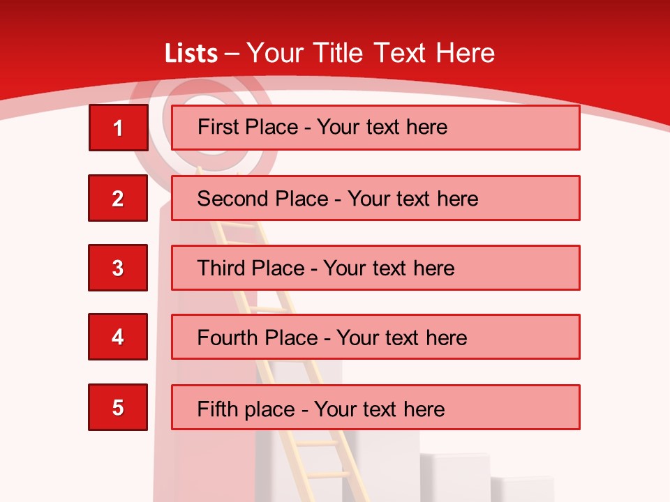 A Ladder Leading Up To A Target On A Red Background PowerPoint Template
