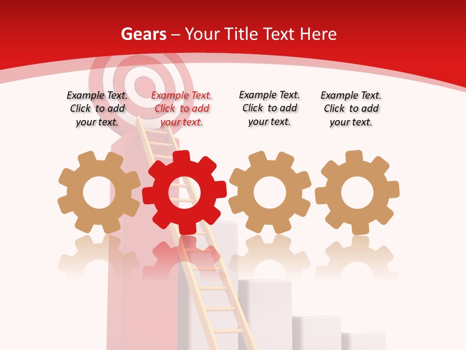 A Ladder Leading Up To A Target On A Red Background PowerPoint Template