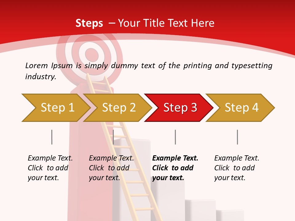 A Ladder Leading Up To A Target On A Red Background PowerPoint Template