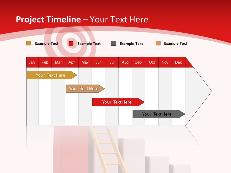 A Ladder Leading Up To A Target On A Red Background PowerPoint Template
