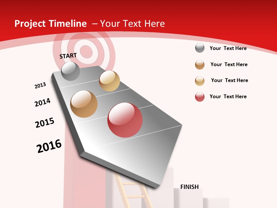 A Ladder Leading Up To A Target On A Red Background PowerPoint Template