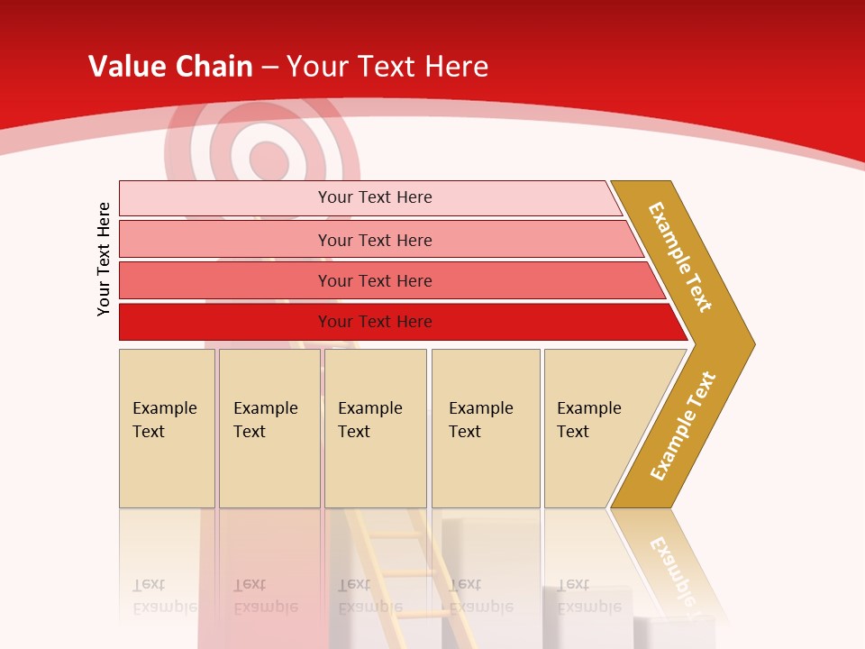 A Ladder Leading Up To A Target On A Red Background PowerPoint Template