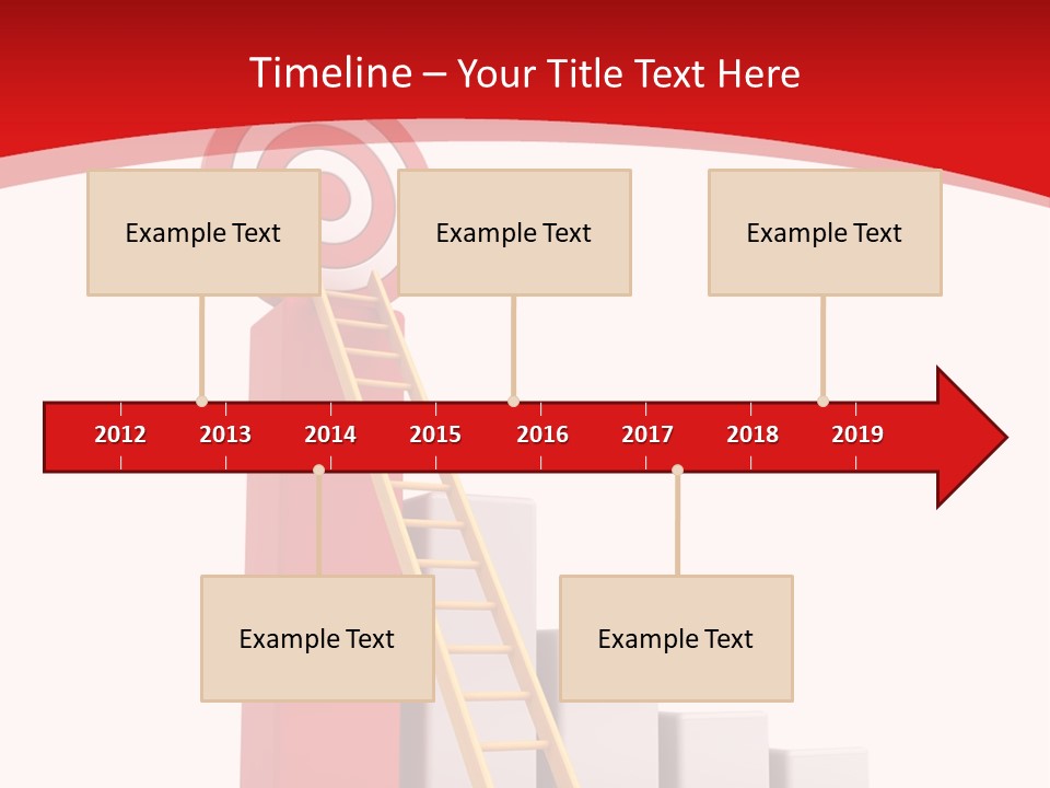 A Ladder Leading Up To A Target On A Red Background PowerPoint Template