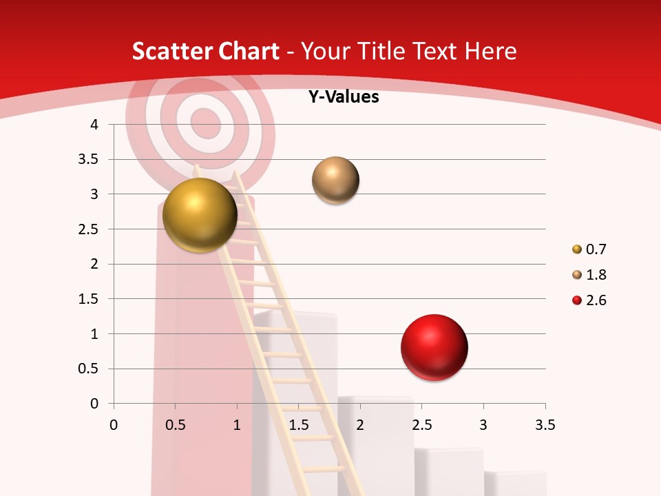 A Ladder Leading Up To A Target On A Red Background PowerPoint Template