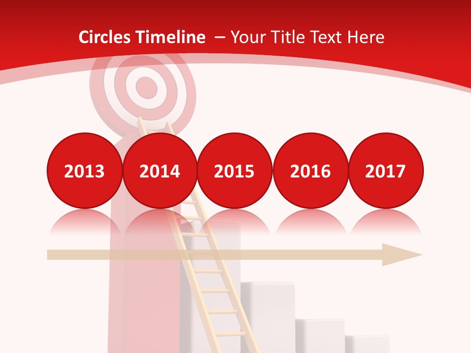A Ladder Leading Up To A Target On A Red Background PowerPoint Template