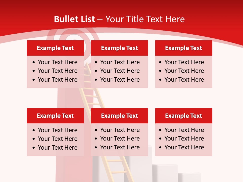 A Ladder Leading Up To A Target On A Red Background PowerPoint Template