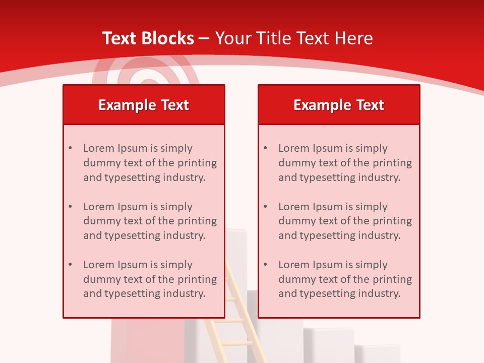 A Ladder Leading Up To A Target On A Red Background PowerPoint Template