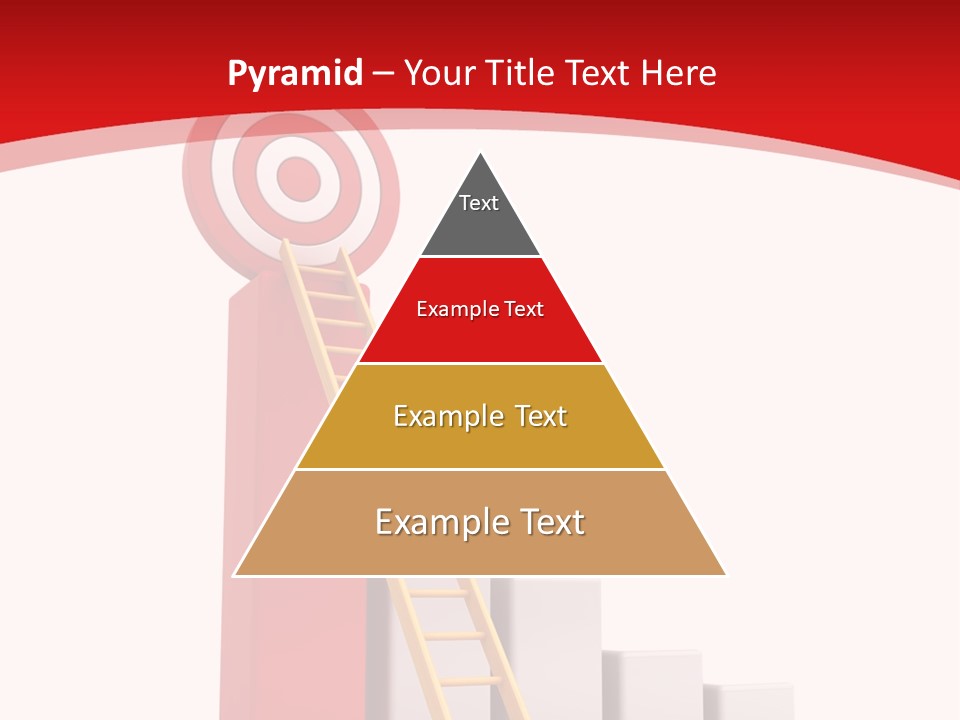 A Ladder Leading Up To A Target On A Red Background PowerPoint Template