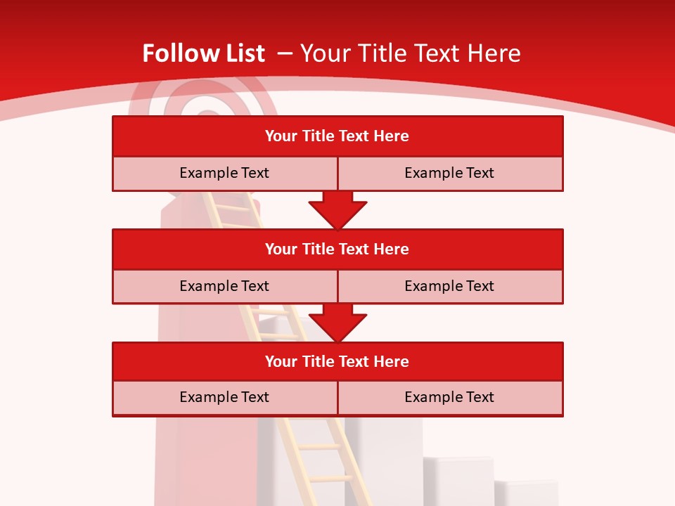 A Ladder Leading Up To A Target On A Red Background PowerPoint Template