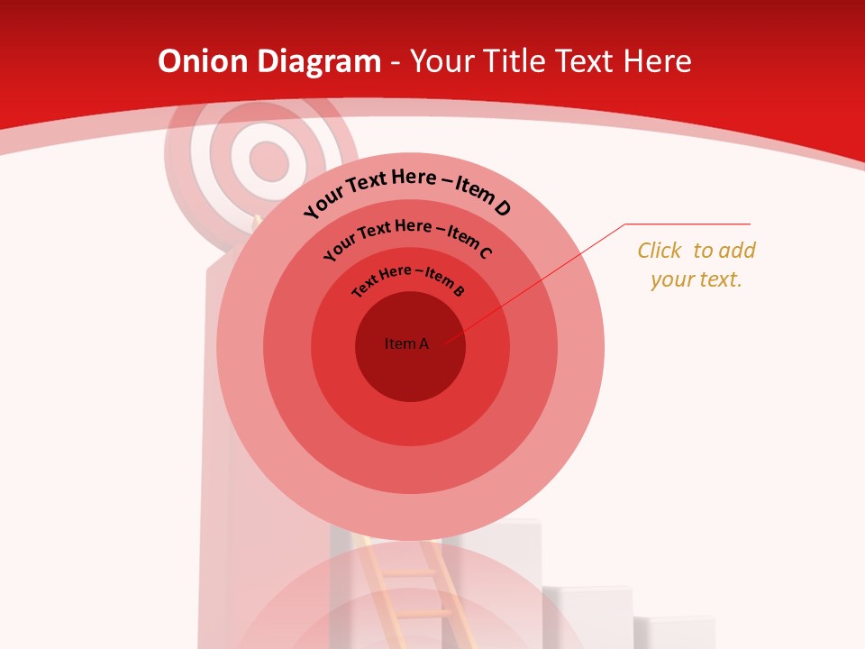 A Ladder Leading Up To A Target On A Red Background PowerPoint Template